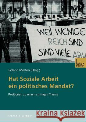 Hat Soziale Arbeit Ein Politisches Mandat? Roland Merten 9783810031624 Vs Verlag Fur Sozialwissenschaften