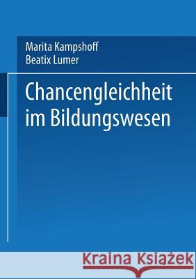 Chancengleichheit Im Bildungswesen Marita Kampshoff Beatix Lumer 9783810035660