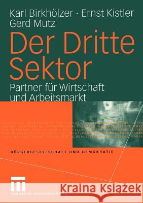 Der Dritte Sektor: Partner Für Wirtschaft Und Arbeitsmarkt Birkhölzer, Karl 9783810041135 Vs Verlag F R Sozialwissenschaften
