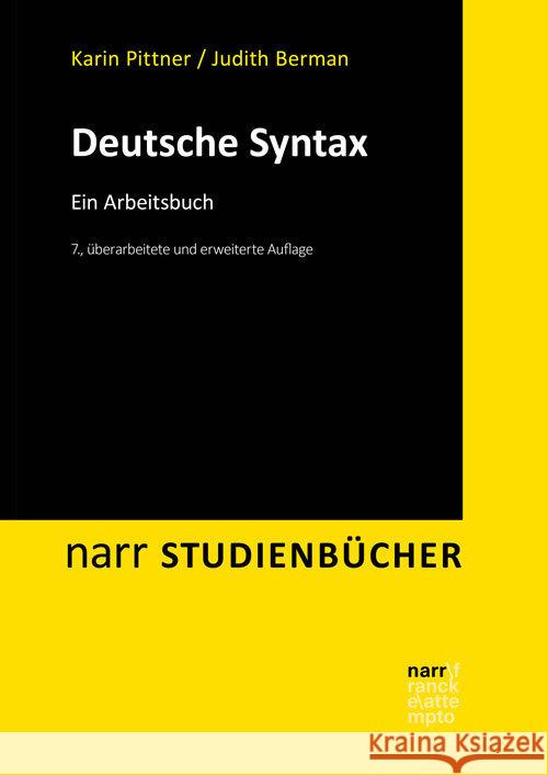 Deutsche Syntax Pittner, Karin, Berman, Judith 9783823384113