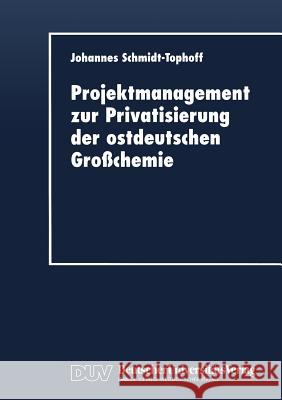Projektmanagement Zur Privatisierung Der Ostdeutschen Großchemie Schmidt-Tophoff, Johannes 9783824403684