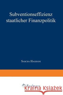 Subventionseffizienz Staatlicher Finanzpolitik Sascha Haghani 9783824404629 Springer