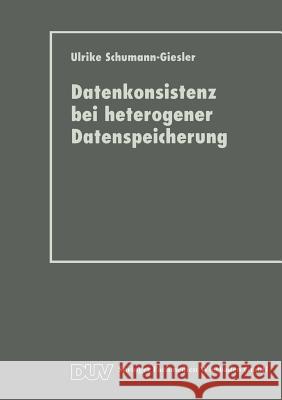 Datenkonsistenz Bei Heterogener Datenspeicherung: Konzept Und Prototypische Realisierung Schumann-Giesler, Ulrike 9783824420940 Springer
