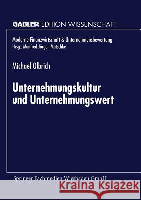 Unternehmungskultur Und Unternehmungswert Michael Olbrich 9783824468898