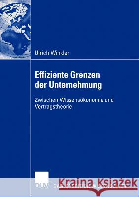 Effiziente Grenzen Der Unternehmung: Zwischen Wissensökonomie Und Vertragstheorie Winkler, Ulrich 9783824477708 Deutscher Universitats Verlag
