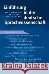 Einführung in die deutsche Sprachwissenschaft Bergmann, Rolf Pauly, Peter Stricker, Stefanie 9783825357979
