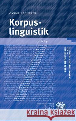 Korpuslinguistik Carmen Scherer 9783825363147 Universitatsverlag Winter