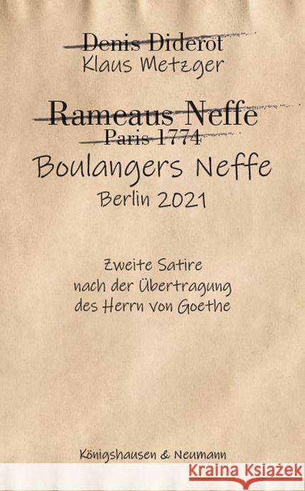 Boulangers Neffe Metzger, Klaus 9783826074196 Königshausen & Neumann