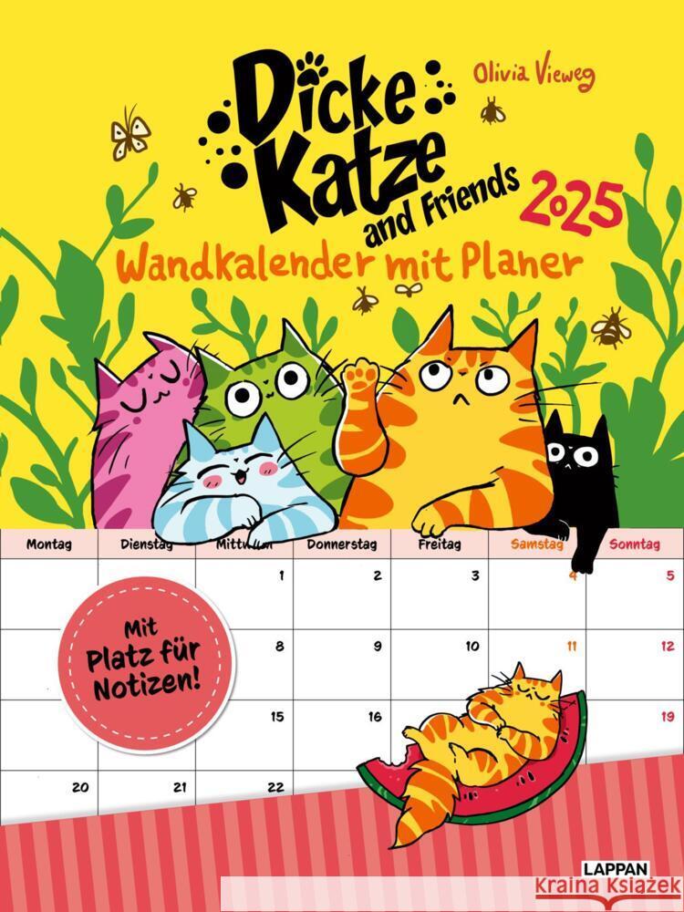 Dicke Katze and Friends - Wandkalender mit Planer 2025 Vieweg, Olivia 9783830321354 Lappan Verlag