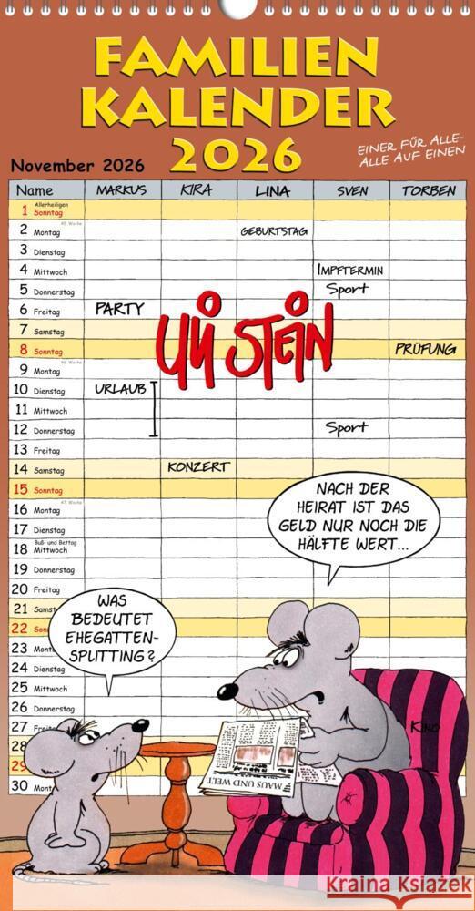 Uli Stein Familienkalender 2026: Familienplaner mit 5 Spalten Stein, Uli 9783830322429