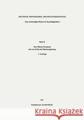 Deutsche Verfassungs- und Rechtsgeschichte Band II Arnold Kirsch 9783831141333 Books on Demand