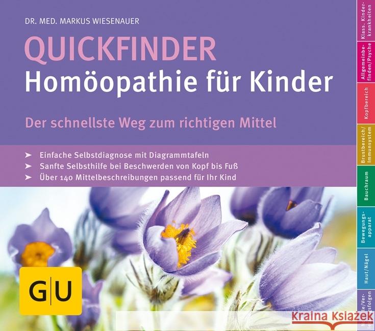 Quickfinder- Homöopathie für Kinder : Der schnellste Weg zum richtigen Mittel. Einfache Selbstdiagnose mit Diagramm-Tafeln. Sanfte Selbsthilfe bei Beschwerden von Kopf bis Fuß. Über 140 Mittelbeschrei Wiesenauer, Markus 9783833865152