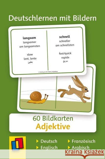 Deutschlernen mit Bildern: Adjektive, Bildkarten : 60 Bildkarten auf Deutsch, Englisch, Französisch und Arabisch Redaktionsteam Verlag an der Ruhr 9783834632241 Verlag an der Ruhr