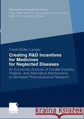 Creating R&d Incentives for Medicines for Neglected Diseases: An Economic Analysis of Parallel Imports, Patents, and Alternative Mechanisms to Stimula Müller-Langer, Frank 9783834917300
