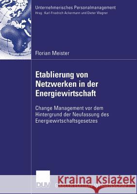 Etablierung Von Netzwerken in Der Energiewirtschaft: Change Management VOR Dem Hintergrund Der Neufassung Des Energiewirtschaftsgesetzes Meister, Florian 9783835007208 Springer