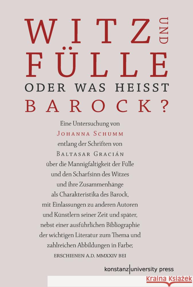 Witz und Fülle. Oder was heißt barock? Schumm, Johanna 9783835391772