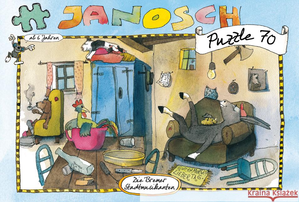 Janosch Puzzle, Die Bremer Stadtmusikanten, 70 Teile (Kinderpuzzle) Janosch 9783837860122