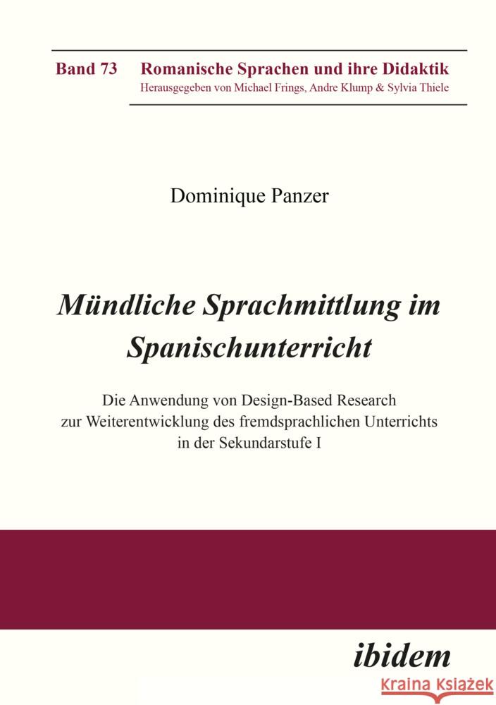 Mündliche Sprachmittlung im Spanischunterricht Panzer, Dominique 9783838213941