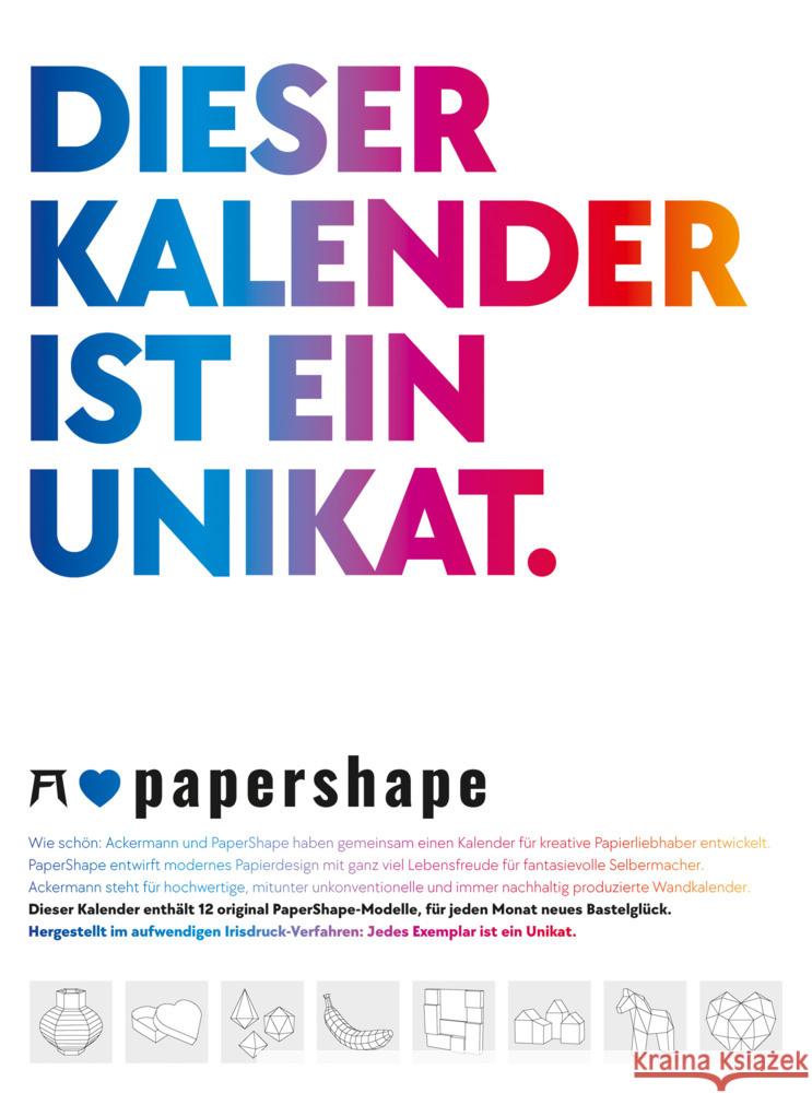 PaperShape - Dieser Kalender ist ein Unikat - Immerwährender Kalender Baron, Anastasia, Ackermann Kunstverlag 9783838400044 Ackermann Kunstverlag