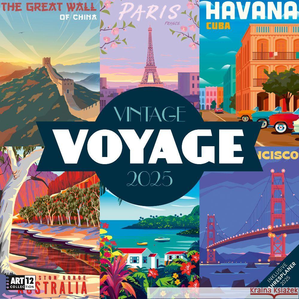 Vintage Voyage - Reiseposter - Kalender 2025 - 30x30 Ackermann Kunstverlag 9783838445038