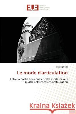 Le mode d'articulation Baek Heesung 9783841668516 Editions Universitaires Europeennes