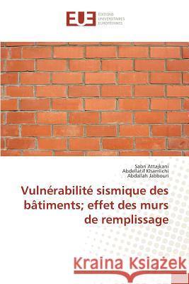 Vulnérabilité sismique des bâtiments; effet des murs de remplissage Attajkani Sabri                          Khamlichi Abdellatif                     Jabbouri Abdallah 9783841744852