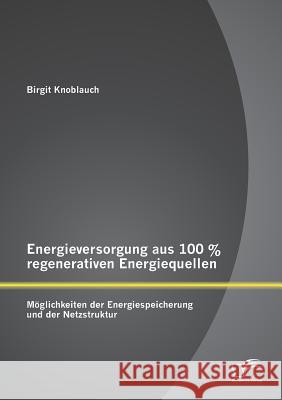 Energieversorgung aus 100 % regenerativen Energiequellen: Möglichkeiten der Energiespeicherung und der Netzstruktur Knoblauch, Birgit 9783842887282