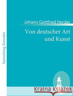 Von deutscher Art und Kunst: Einige fliegende Blätter Herder, Johann Gottfried 9783843055536