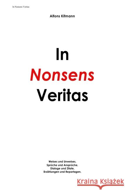 In Nonsens Veritas Kifmann, Alfons 9783844242591