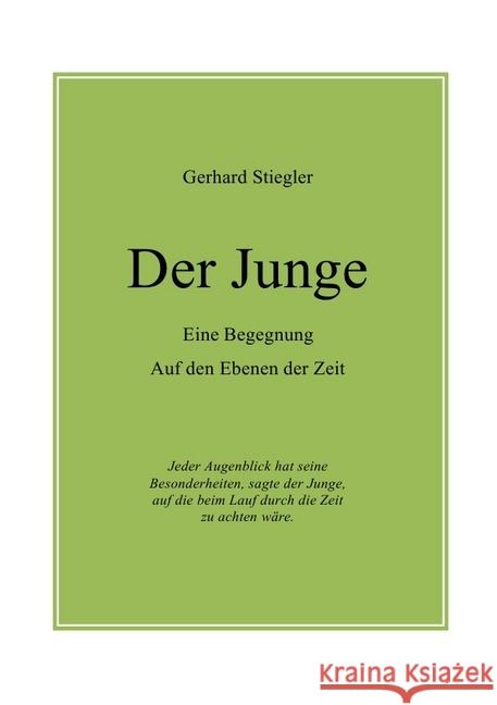 Der Junge : Eine Begegnung - Auf den Ebenen der Zeit Stiegler, Gerhard 9783844269079