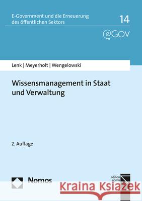 Wissensmanagement in Staat Und Verwaltung Klaus Lenk Ulrich Meyerholt Peter Wengelowski 9783848780556 Nomos Verlagsgesellschaft