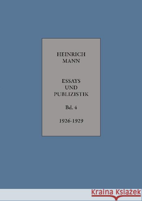 1926-1929 Mann, Heinrich 9783849812454 Aisthesis