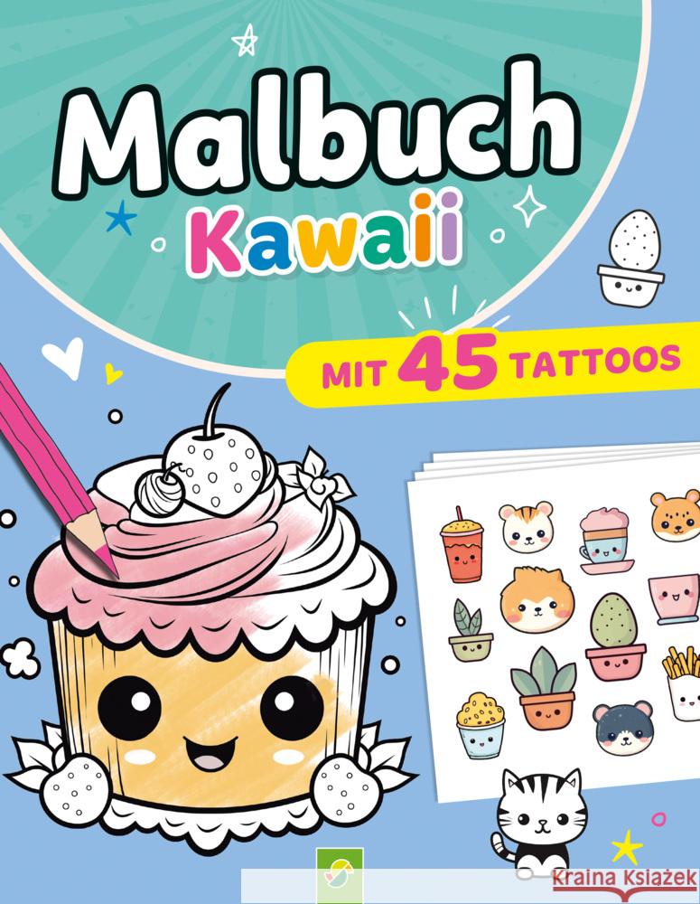 Malbuch Kawaii mit 45 Tattoos Schwager & Steinlein Verlag 9783849945626 Schwager & Steinlein