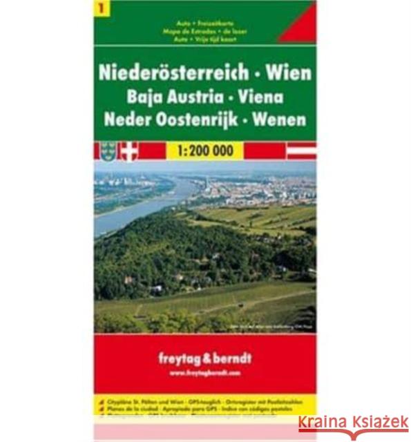 Sheet 1, Lower Austria - Vienna Road Map 1:200 000  9783850843416 Freytag-Berndt