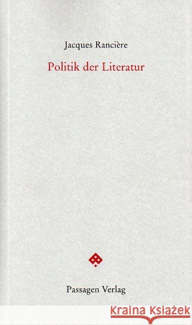 Politik der Literatur Ranciere, Jacques 9783851659788