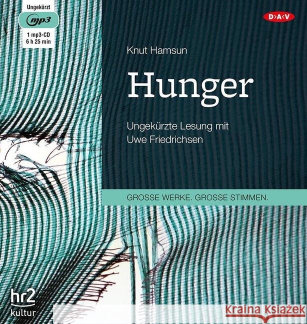 Hunger, 1 MP3-CD : Ungekürzte Lesung Hamsun, Knut 9783862318650 Der Audio Verlag, DAV