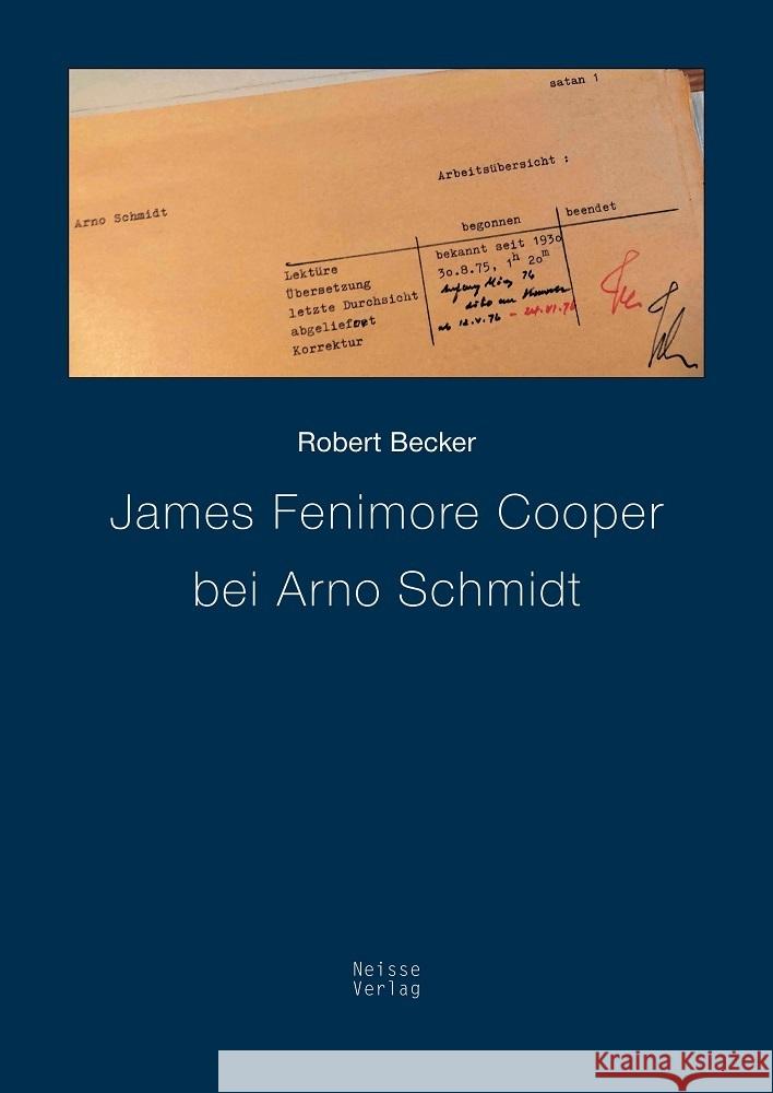 James Fenimore Cooper bei Arno Schmidt Becker, Robert 9783862763658