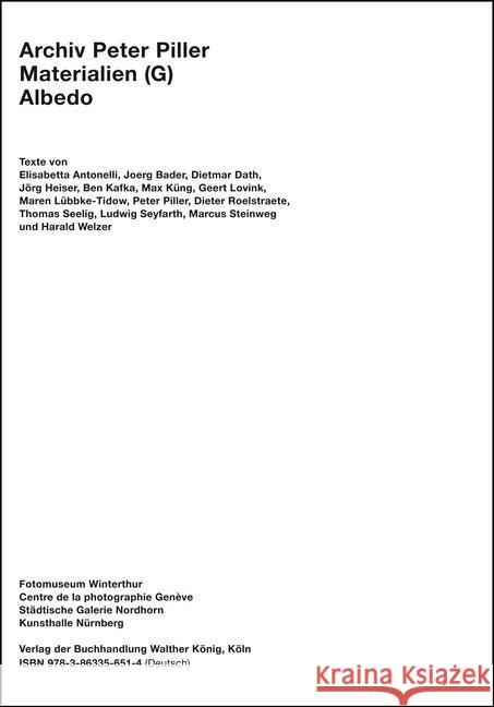 Peter Piller: Archive: Materials (G)  9783863356514 Verlag der Buchhandlung König