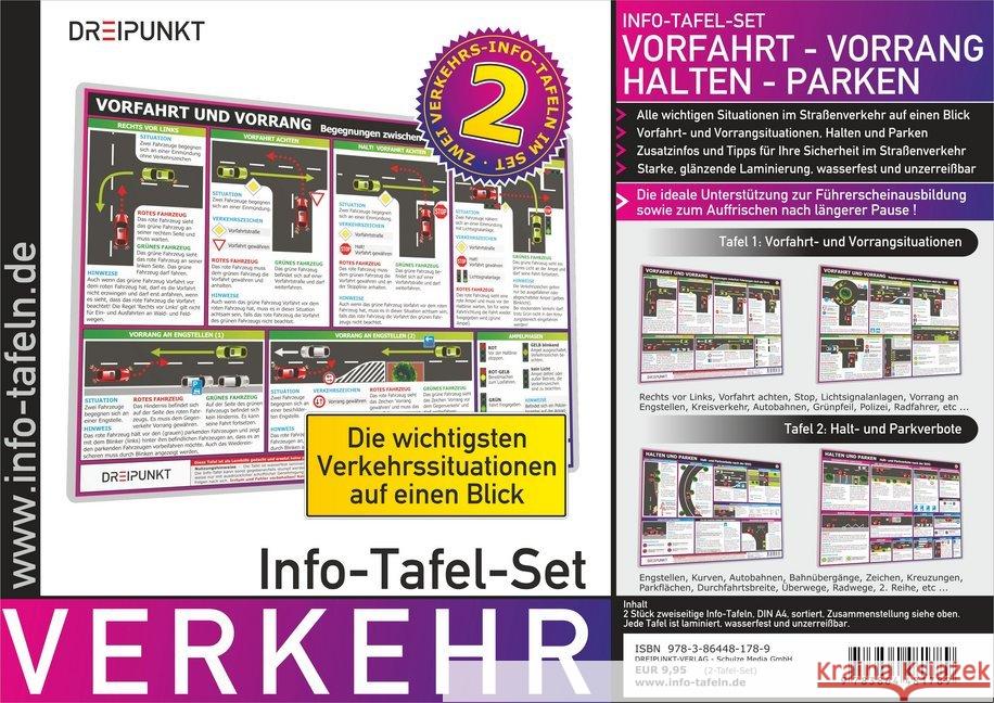 Tafel-Set Verkehr, 2 Info-Tafeln : Vorfahrt - Vorrang & Halten - Parken. Wasserfest laminierte Info-Tafeln Schulze, Michael 9783864481789