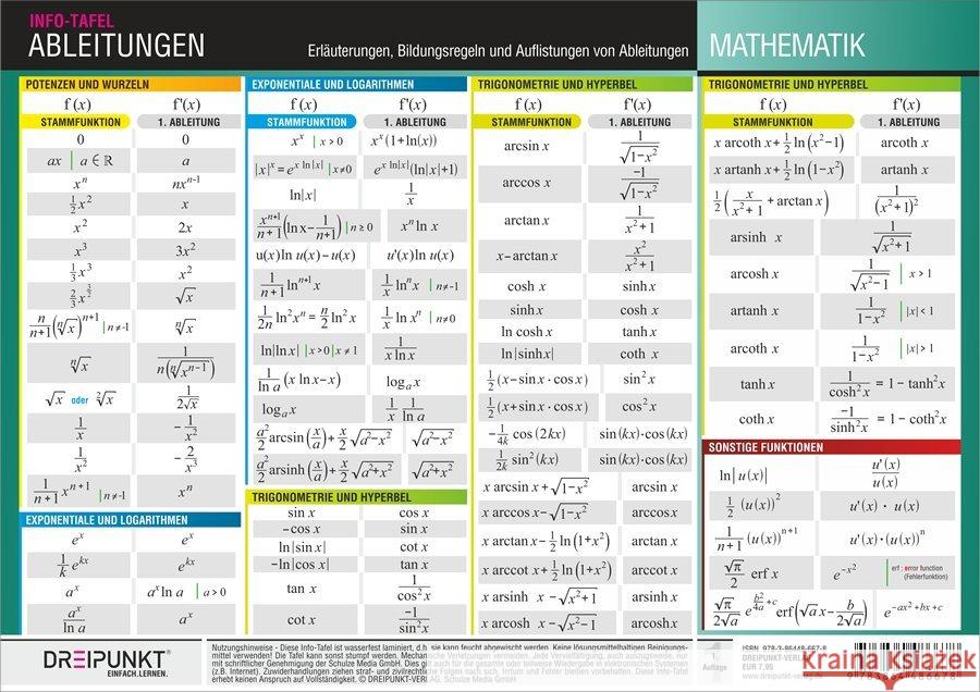 Info-Tafel Ableitungen : Erläuterungen, Bildungsregeln und Auflistungen von Ableitungen Schulze, Michael 9783864486678 Dreipunkt Verlag