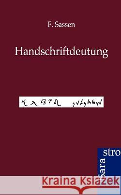 Handschriftdeutung Sassen, F. 9783864710575