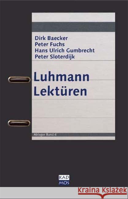Luhmann Lektüren Baecker, Dirk Fuchs, Peter Gumbrecht, Hans U. 9783865991133 Kulturverlag Kadmos