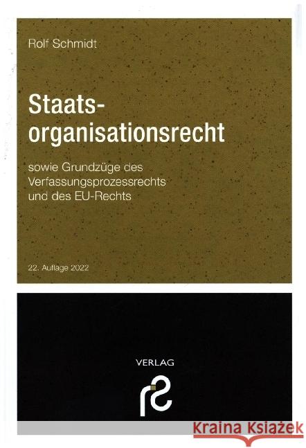 Staatsorganisationsrecht Schmidt, Rolf 9783866512535 Schmidt (Rolf), Grasberg