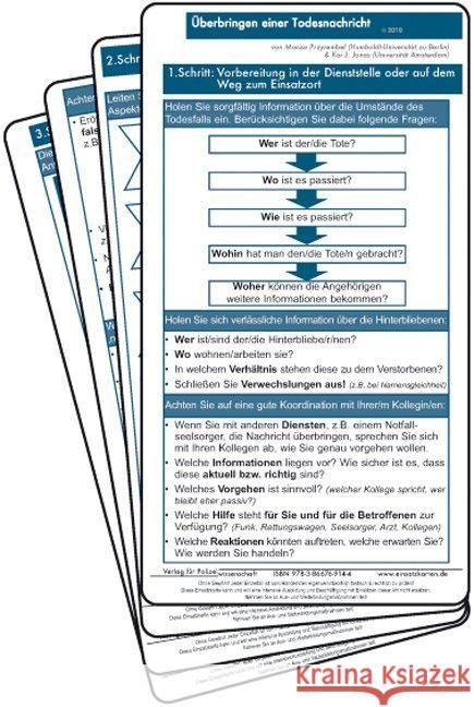 Einsatzkarte Überbringen einer Todesnachricht, 4 Ktn. Przyrembel, Marisa Jonas, Kai J.  9783866769144 Verlag für Polizeiwissenschaft