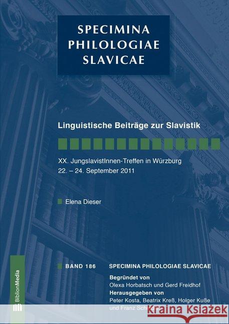 Linguistische Beitraege Zur Slavistik. XX. Jungslavistinnen-Treffen Wuerzburg, 22.-24. September 2011 Dieser, Helena 9783866885752 Peter Lang Gmbh, Internationaler Verlag Der W