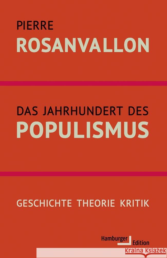 Das Jahrhundert des Populismus Rosanvallon, Pierre 9783868543476 Hamburger Edition