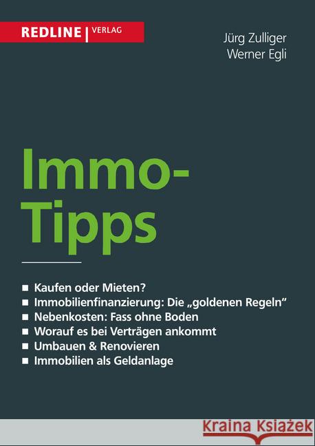 Immo-Tipps Zulliger, Jürg; Egli, Werner 9783868814569