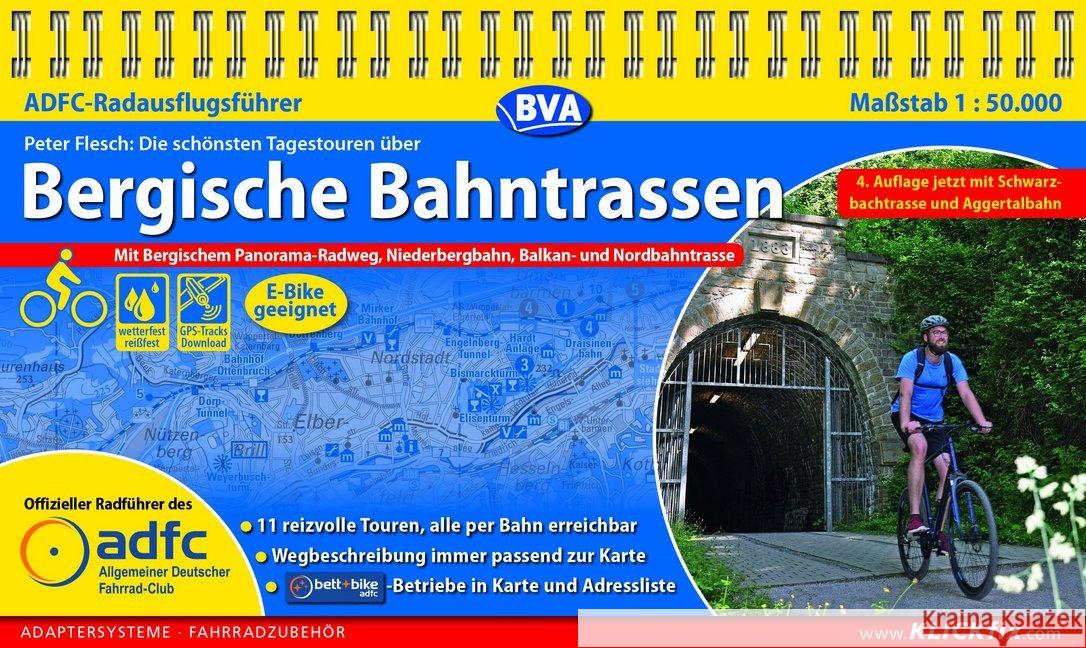 ADFC-Radausflugsführer Bergische Bahntrassen 1:50.000 praktische Spiralbindung, reiß- und wetterfest, GPS-Track Download : Mit Bergischem Panorama-Radweg, Niederbergbahn,Balkan- und Nordbahntrasse - 4 Flesch, Peter 9783870739652 BVA BikeMedia