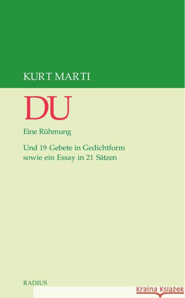 DU Marti, Kurt 9783871736261 Radius-Verlag
