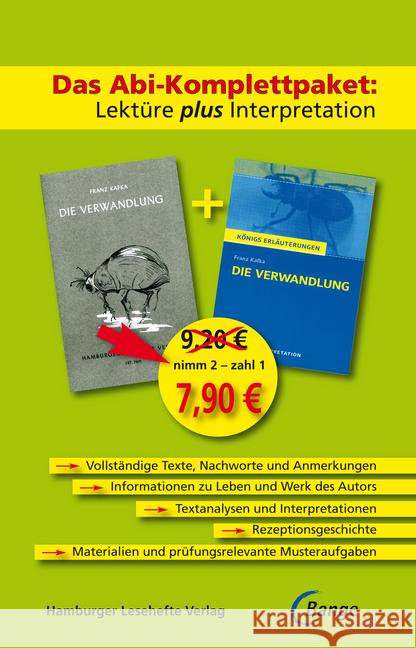 Das Abi-Komplettpaket: Lektüre plus Interpretation - Die Verwandlung : Königs Erläuterungen mit kostenlosem Hamburger Leseheft Kafka, Franz 9783872919038